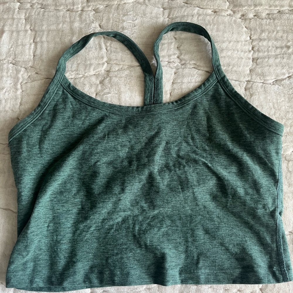 Beyond Yoga Teal Heather Strappy Cropped Tank